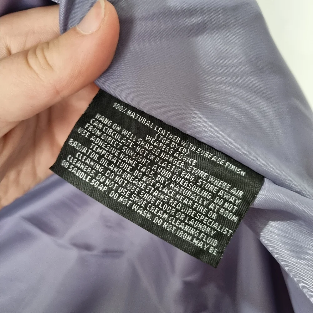 L'Aurore Purple Leather Moto Jacket Vintage 90s Made in Australia Size XS-S - Picture 8 of 11